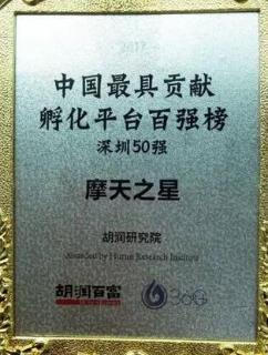 TOP1体育荣获2017胡润百富中国最具贡献孵化平台百强榜深圳50强称号